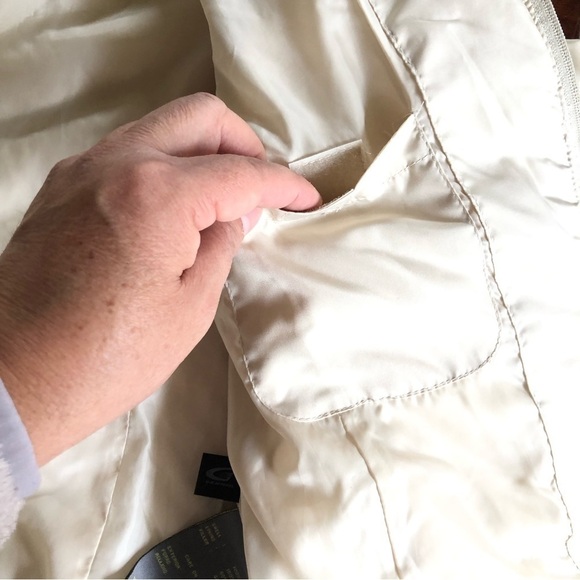 Kenneth Cole Reaction Womens Cream Chevron Quilted Down Feather Puffer Jacket L - Picture 6 of 14